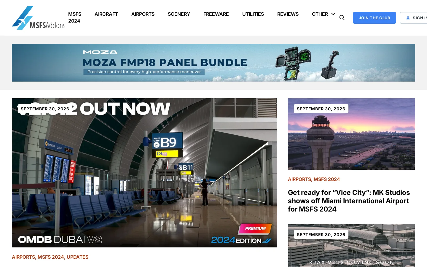 MSFS Addons Homepage screenshot