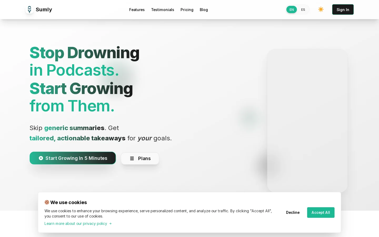 Sumly Homepage screenshot