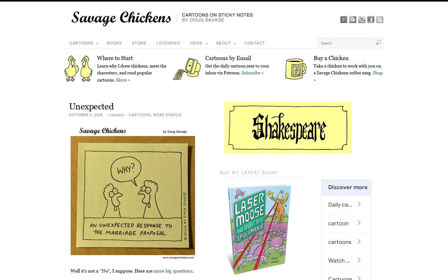 Savage Chickens Homepage screenshot