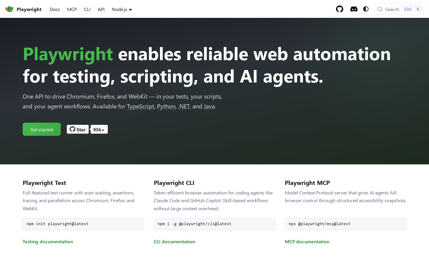 Playwright Homepage screenshot
