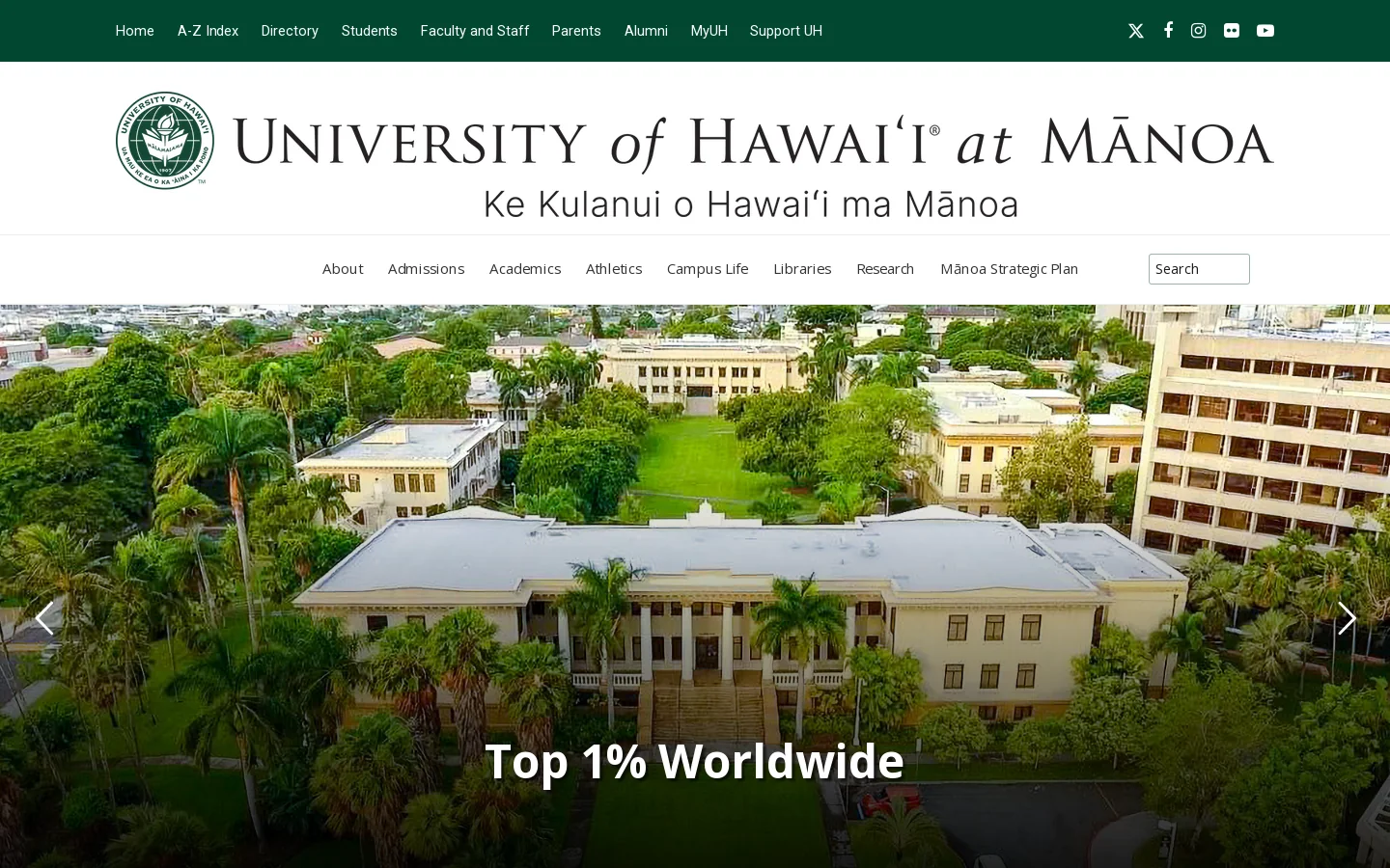 University of Hawaiʻi at Mānoa | Take Me To Manoa Homepage screenshot