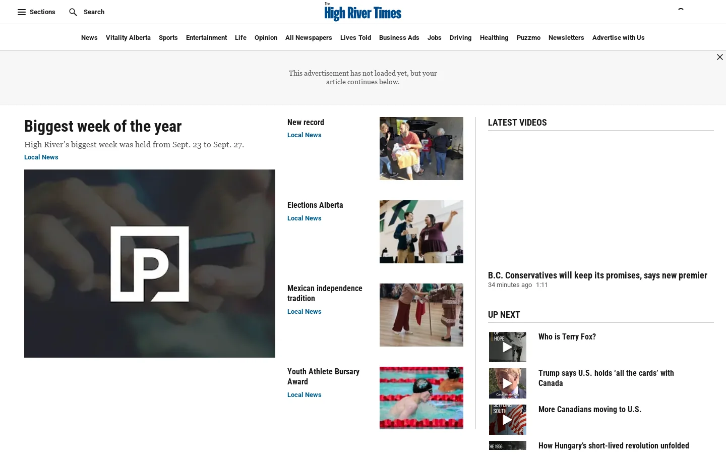High River Times Homepage screenshot