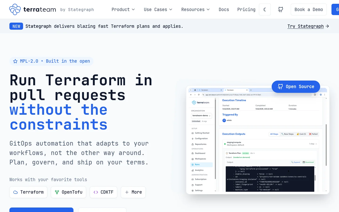 GitOps-native Infrastructure Orchestration Homepage screenshot