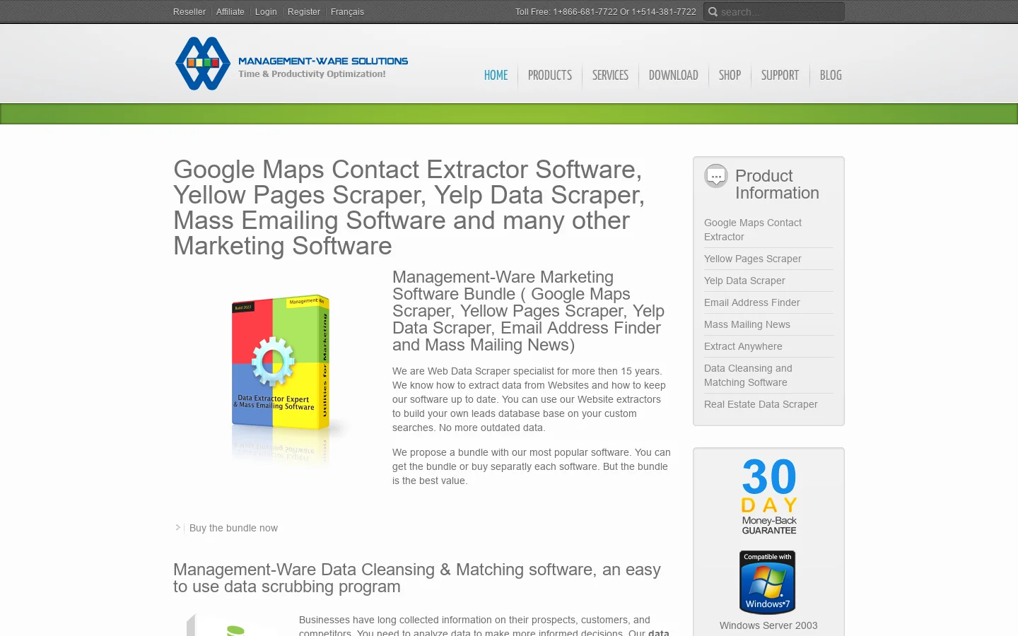 Data cleansing software, Data matching tools and Data scraper software Homepage screenshot