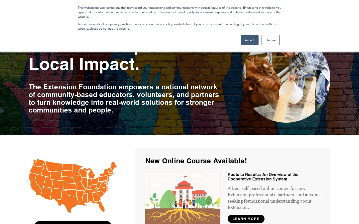 Extension Foundation Homepage screenshot