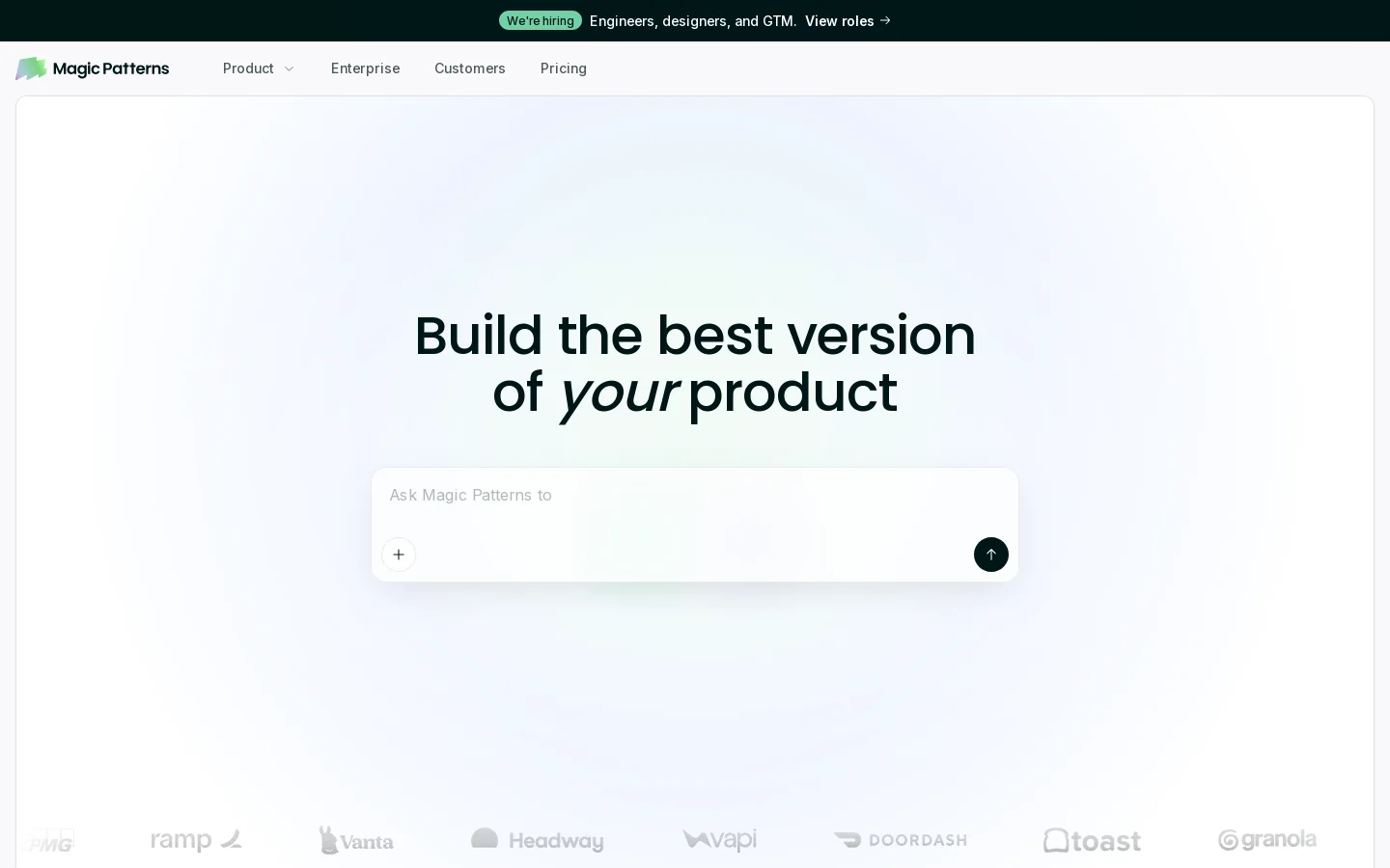Magic Patterns Homepage screenshot