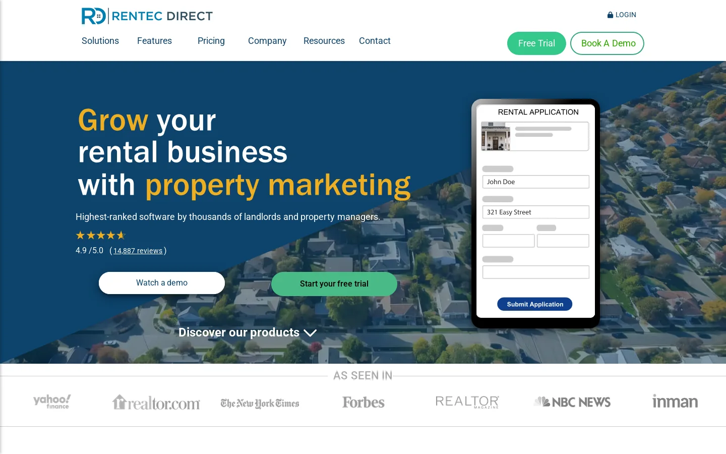 Rentec Direct® Official Site Homepage screenshot
