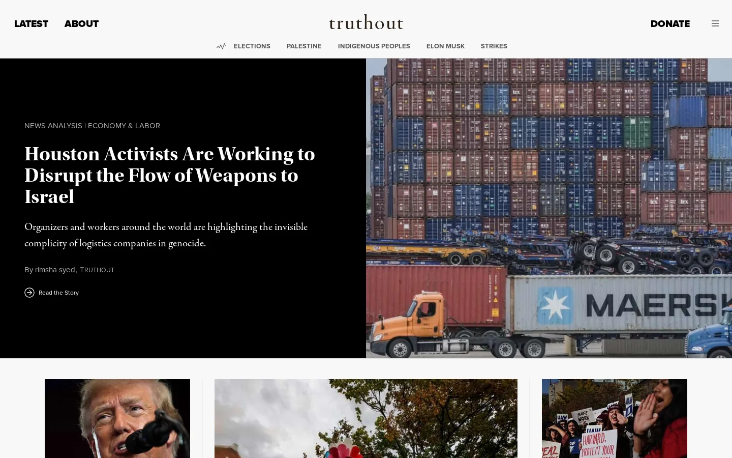 Truthout Homepage screenshot