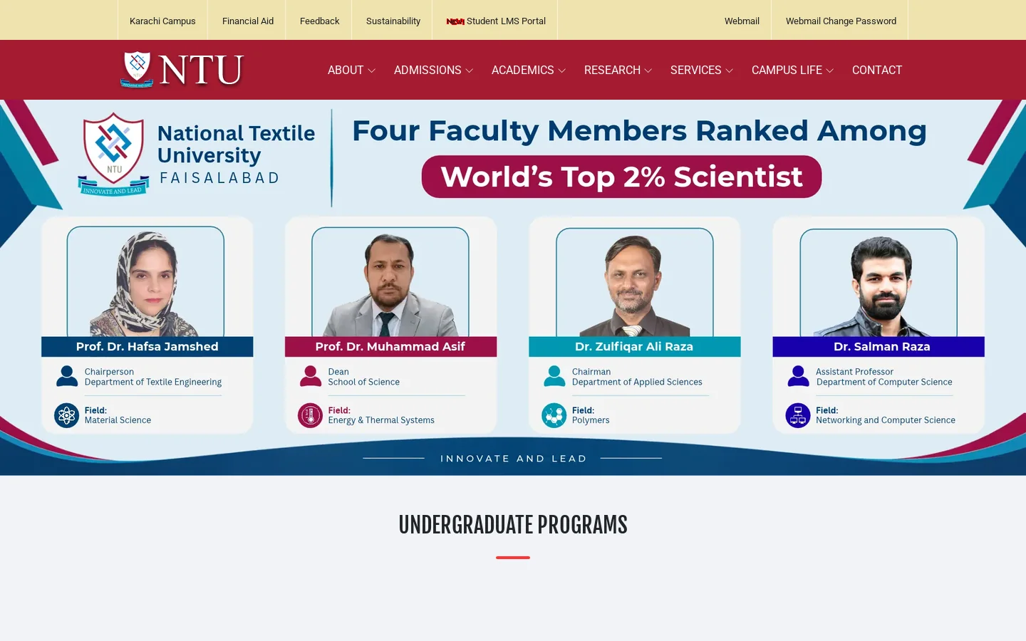 NTU Homepage screenshot