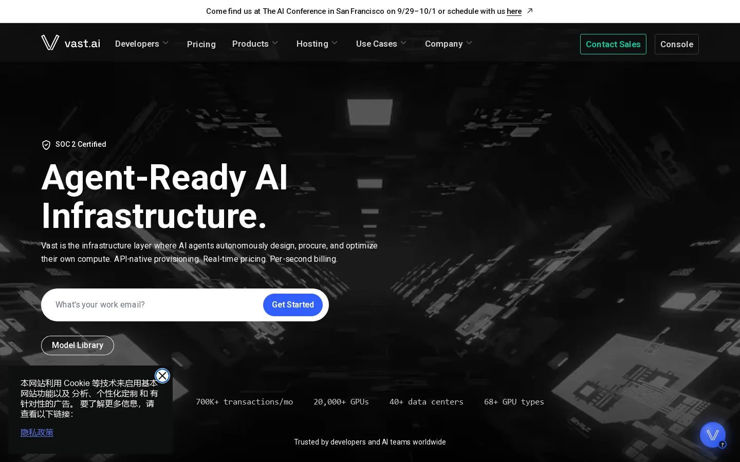 Vast.ai Homepage screenshot