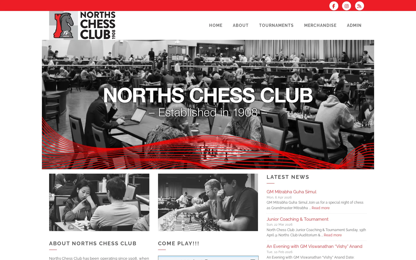 Norths Chess Club Homepage screenshot