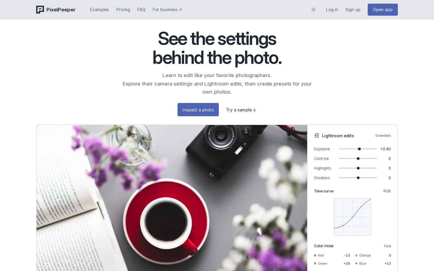 PixelPeeper Homepage screenshot