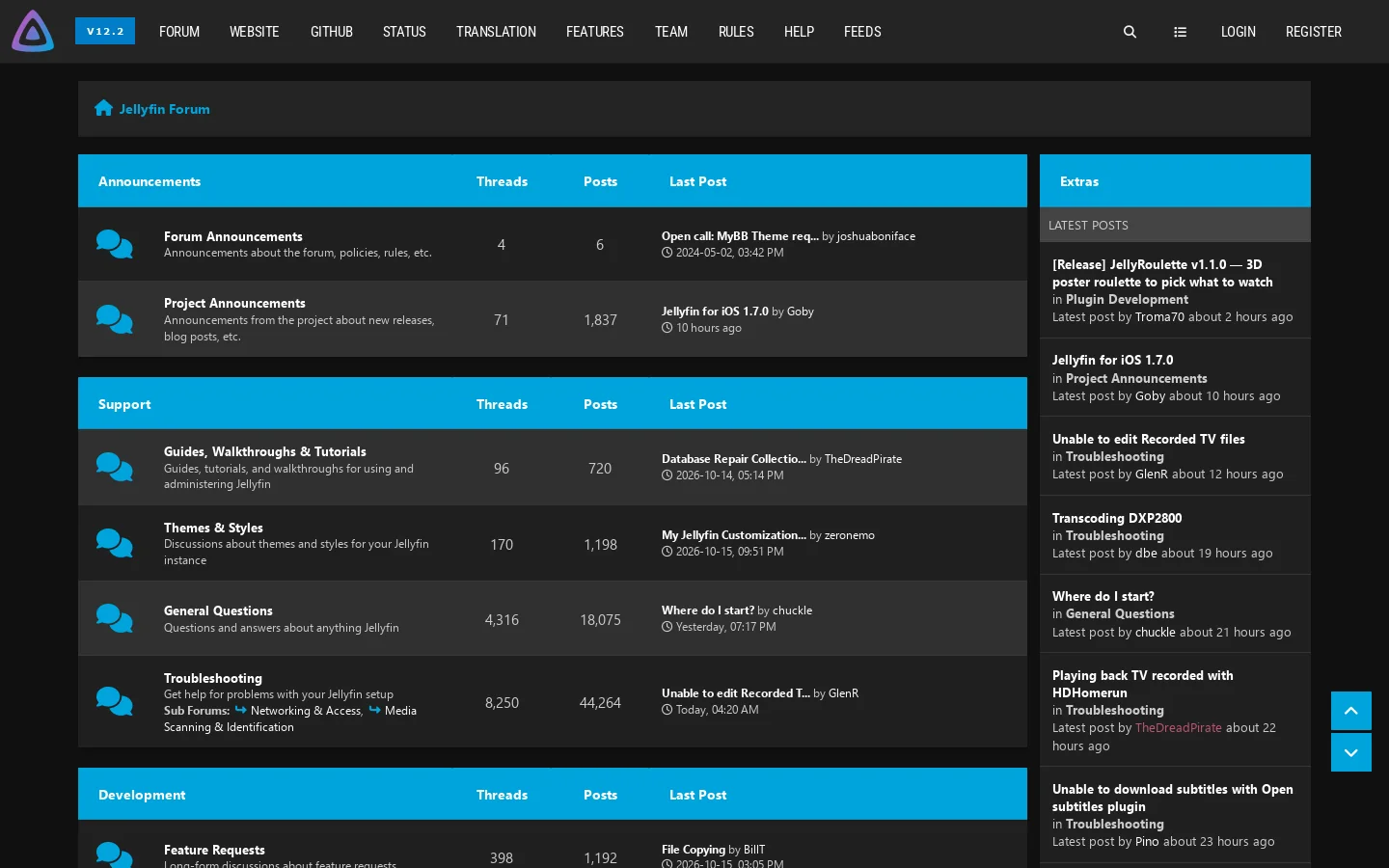 Jellyfin Forum Homepage screenshot