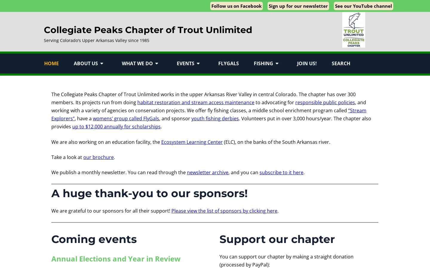 - Collegiate Peaks Chapter of Trout Unlimited Homepage screenshot