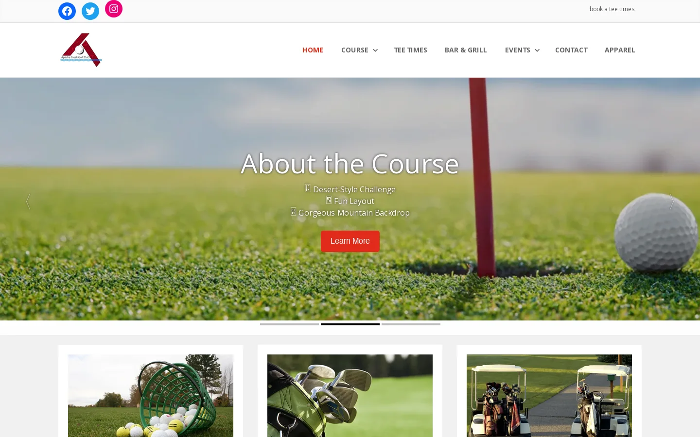 Apache Creek Golf Club Homepage screenshot
