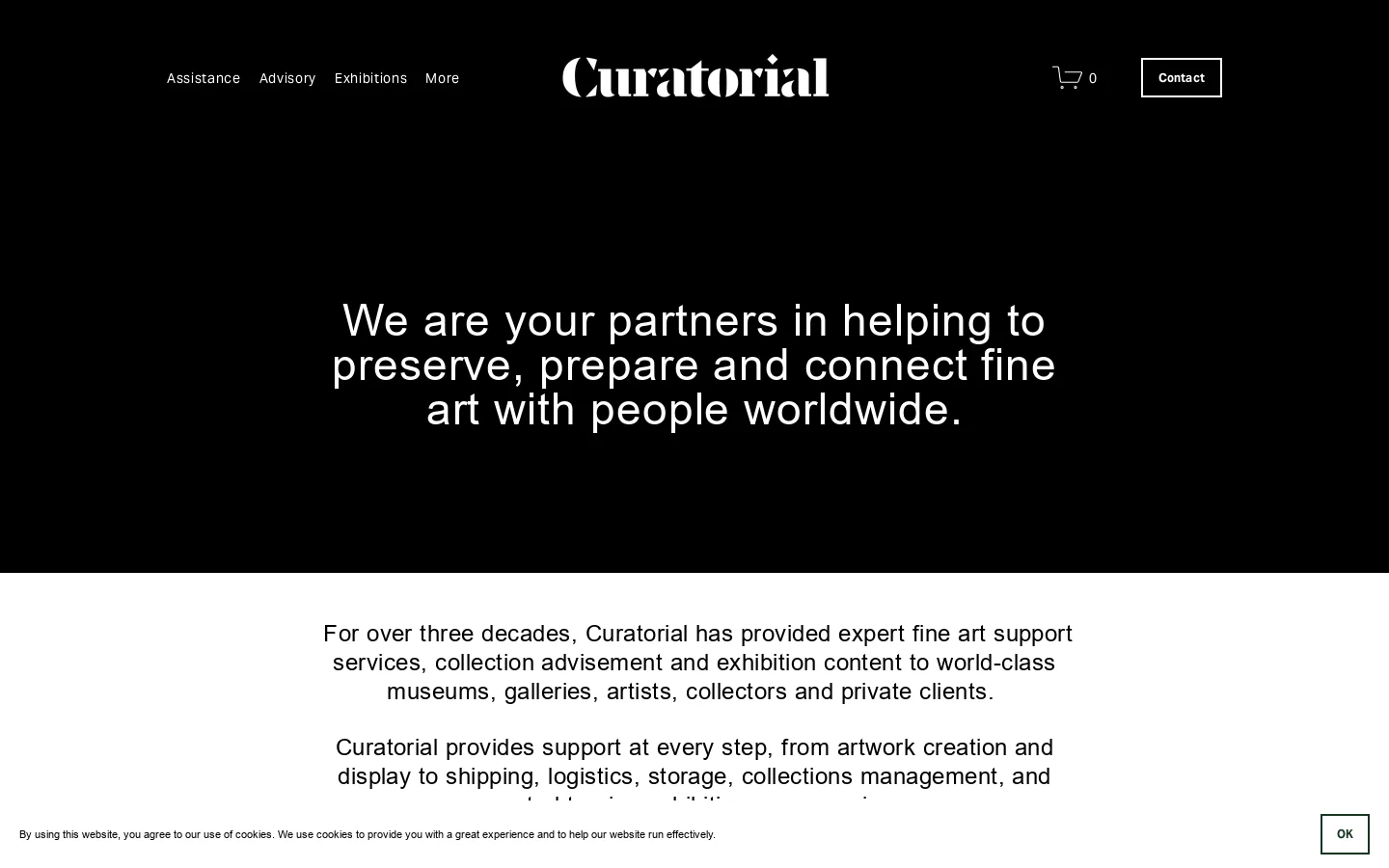 Curatorial Homepage screenshot