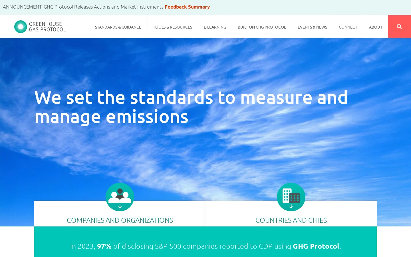 GHG Protocol Homepage screenshot