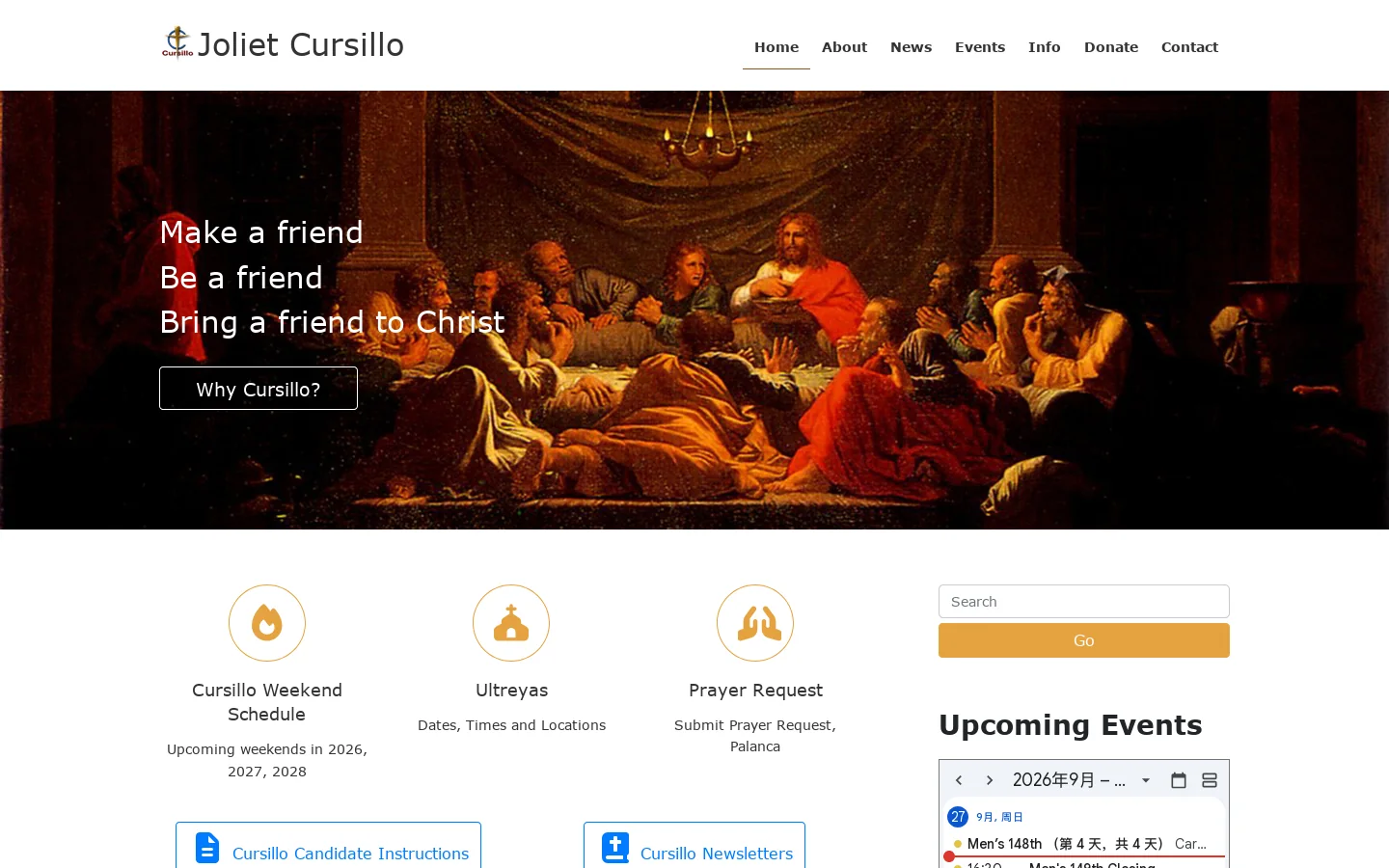 Joliet Cursillo Homepage screenshot