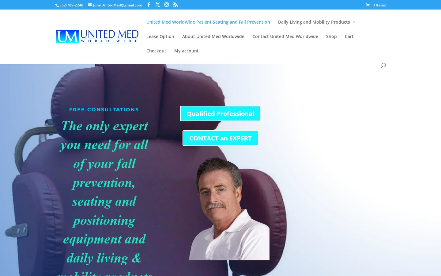 United Med Worldwide Patient Fall Prevention seating and Positioning Equipment Homepage screenshot