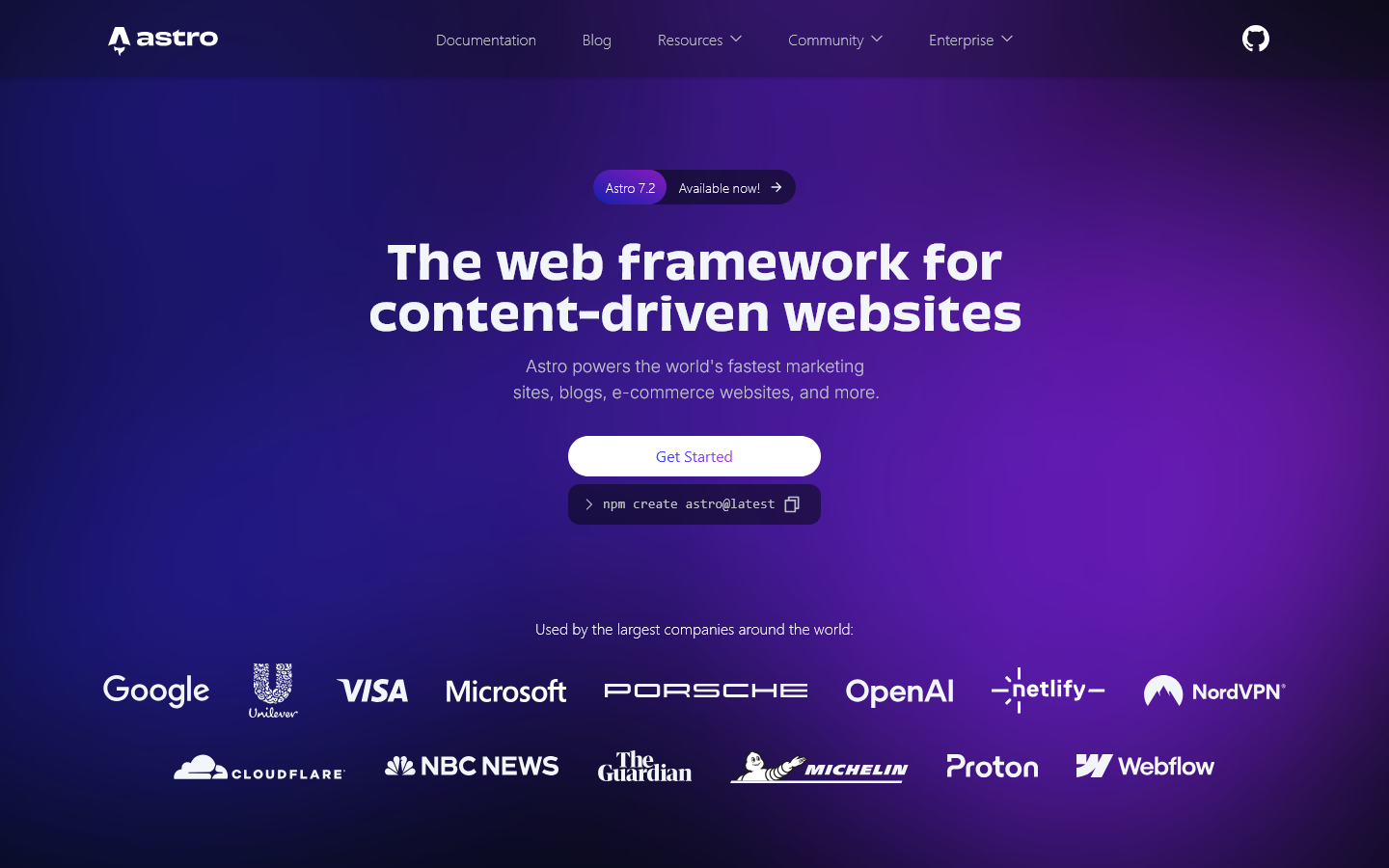 Astro Homepage screenshot
