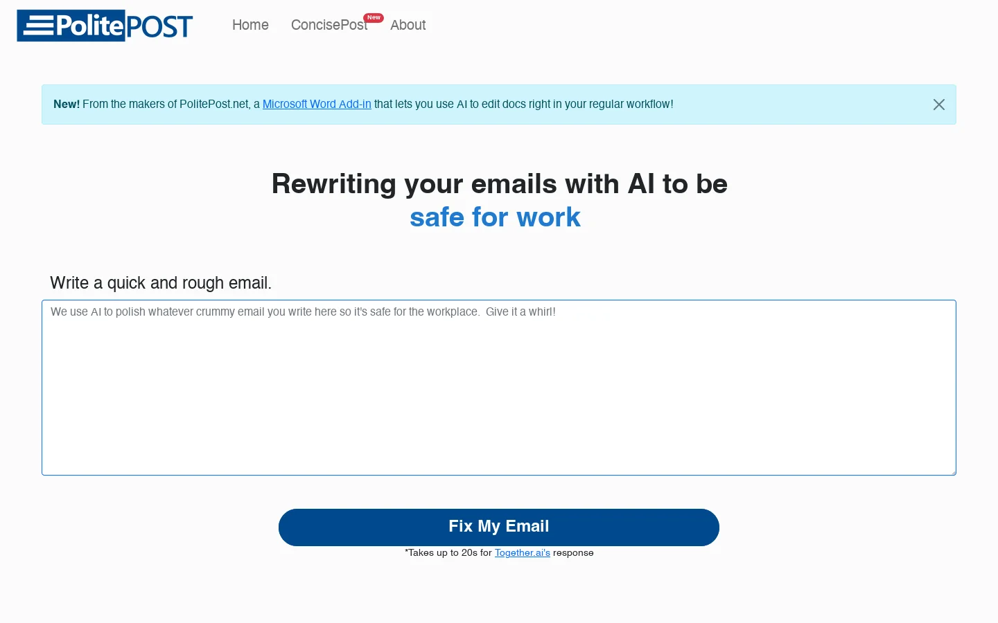 PolitePost.net Homepage screenshot