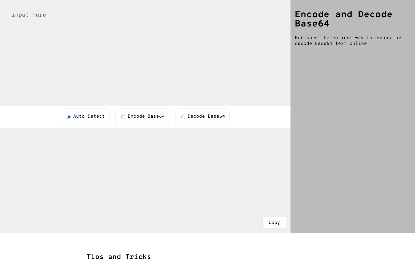 Encode and Decode Base64 Online Homepage screenshot