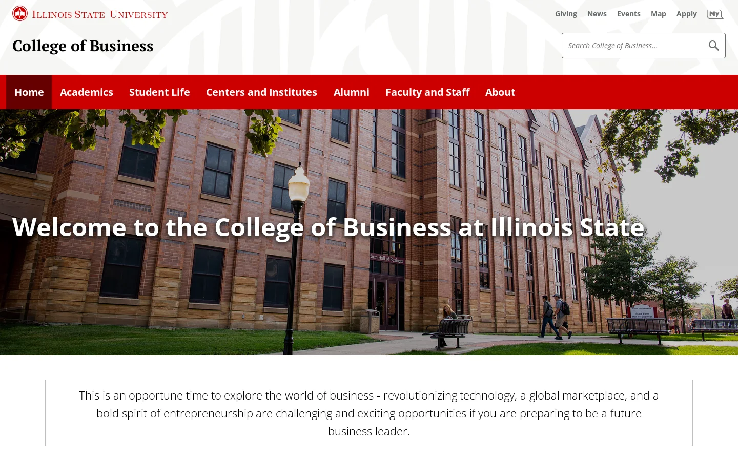 College of Business | Illinois State Homepage screenshot