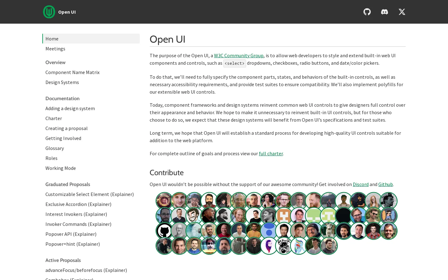 Open UI Homepage screenshot