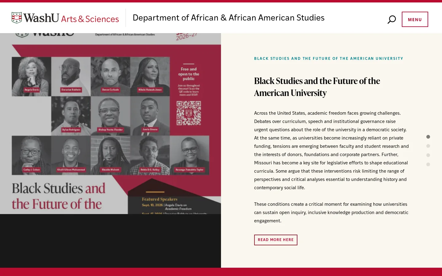 Department of African & African American Studies | Washington University in St. Louis Homepage screenshot