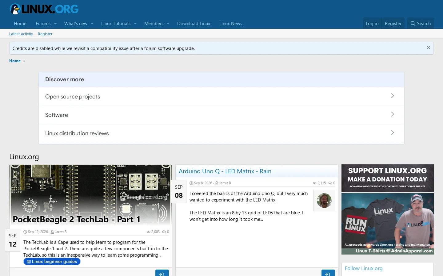 Linux.org Homepage screenshot