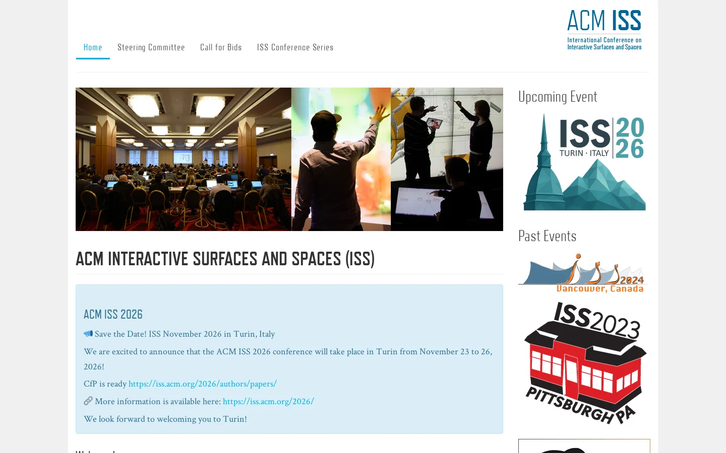 ACM ISS • International Conference on Interactive Surfaces and Spaces Homepage screenshot