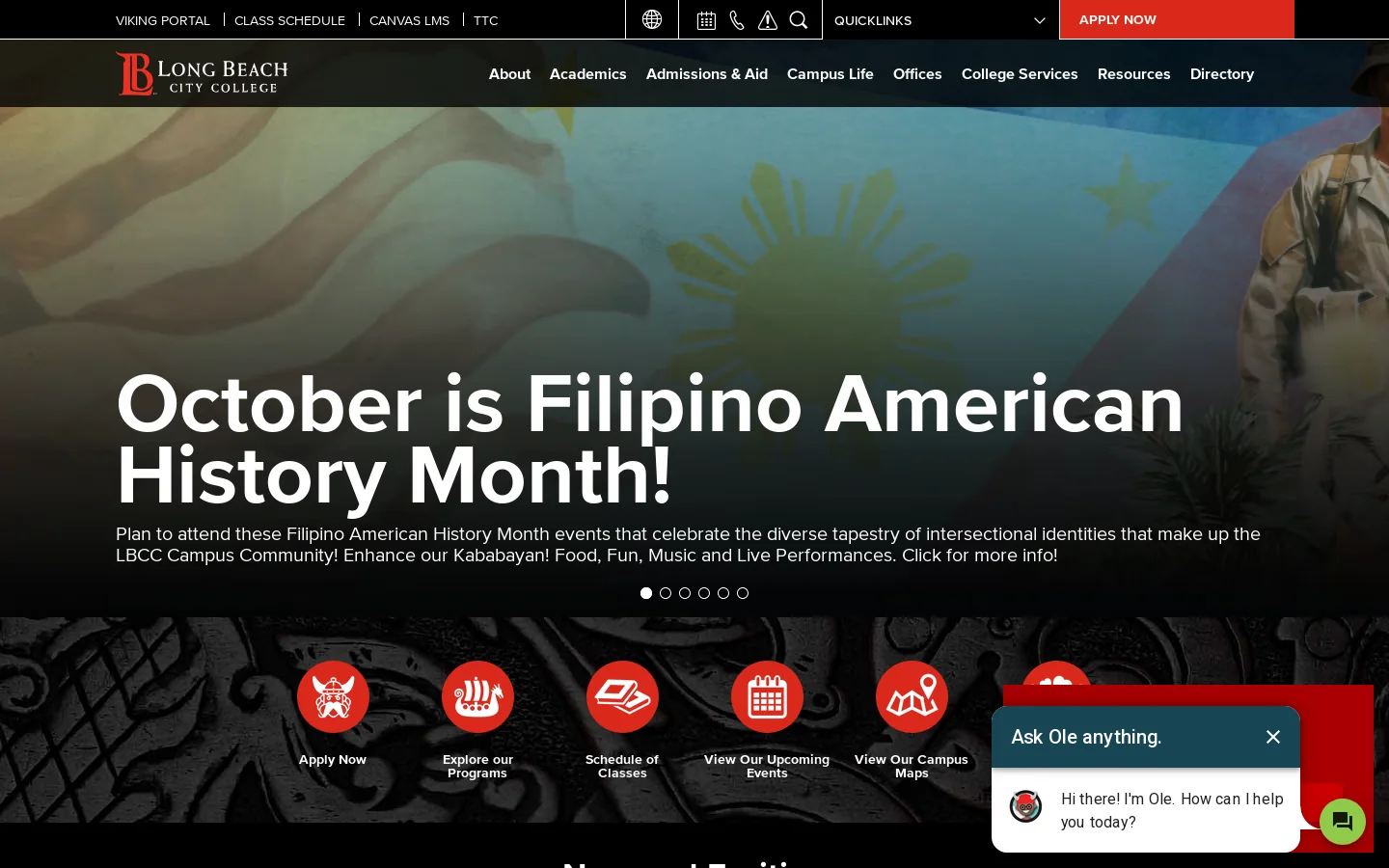 LBCC Homepage screenshot