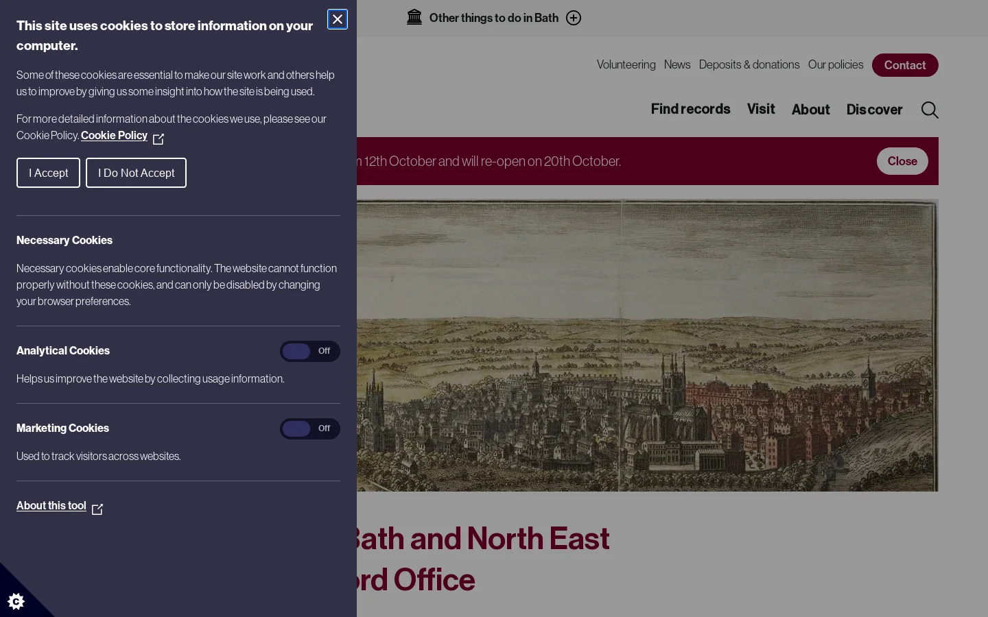 Bath Record Office | Explore the history of Bath and North East Somerset at Bath Record Office Homepage screenshot