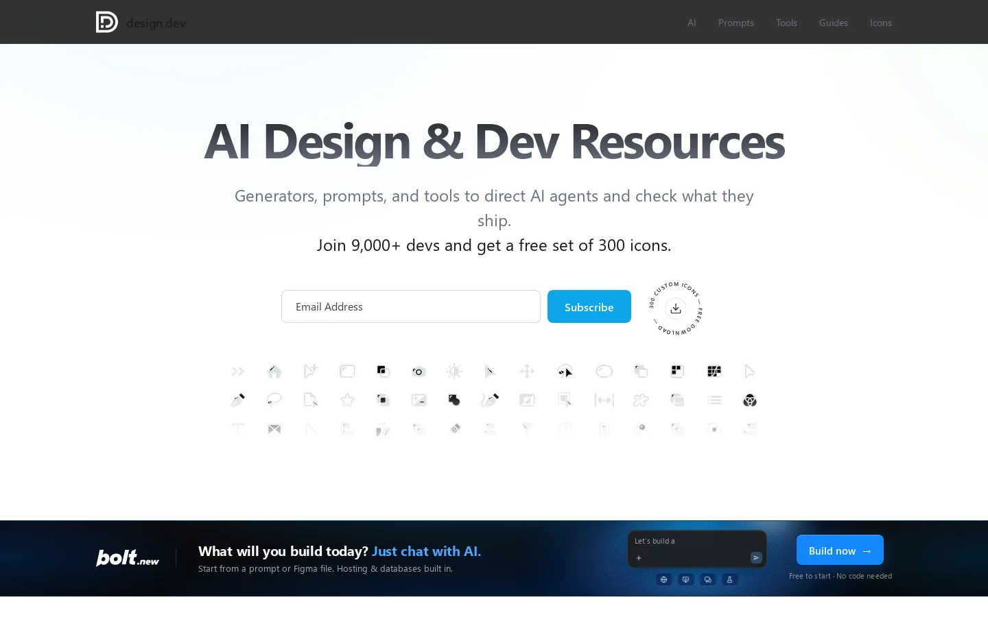 Design.dev Homepage screenshot