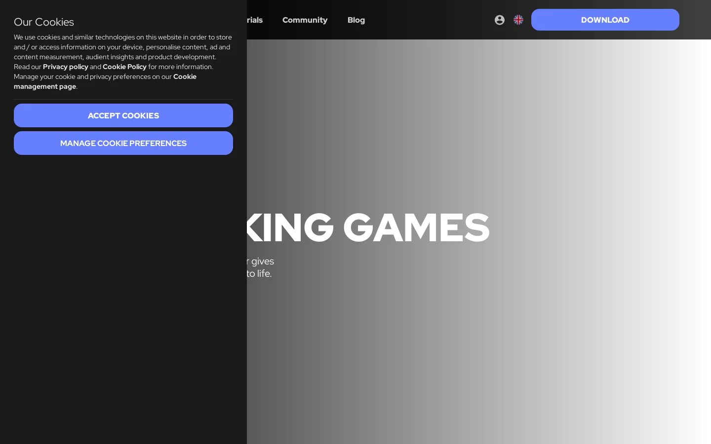 GameMaker Homepage screenshot
