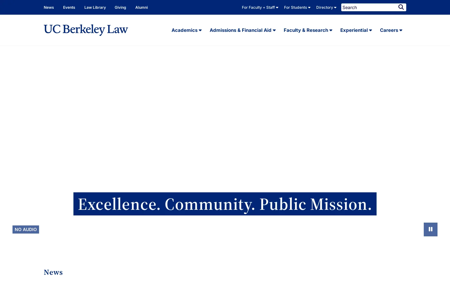 UC Berkeley Law Homepage screenshot