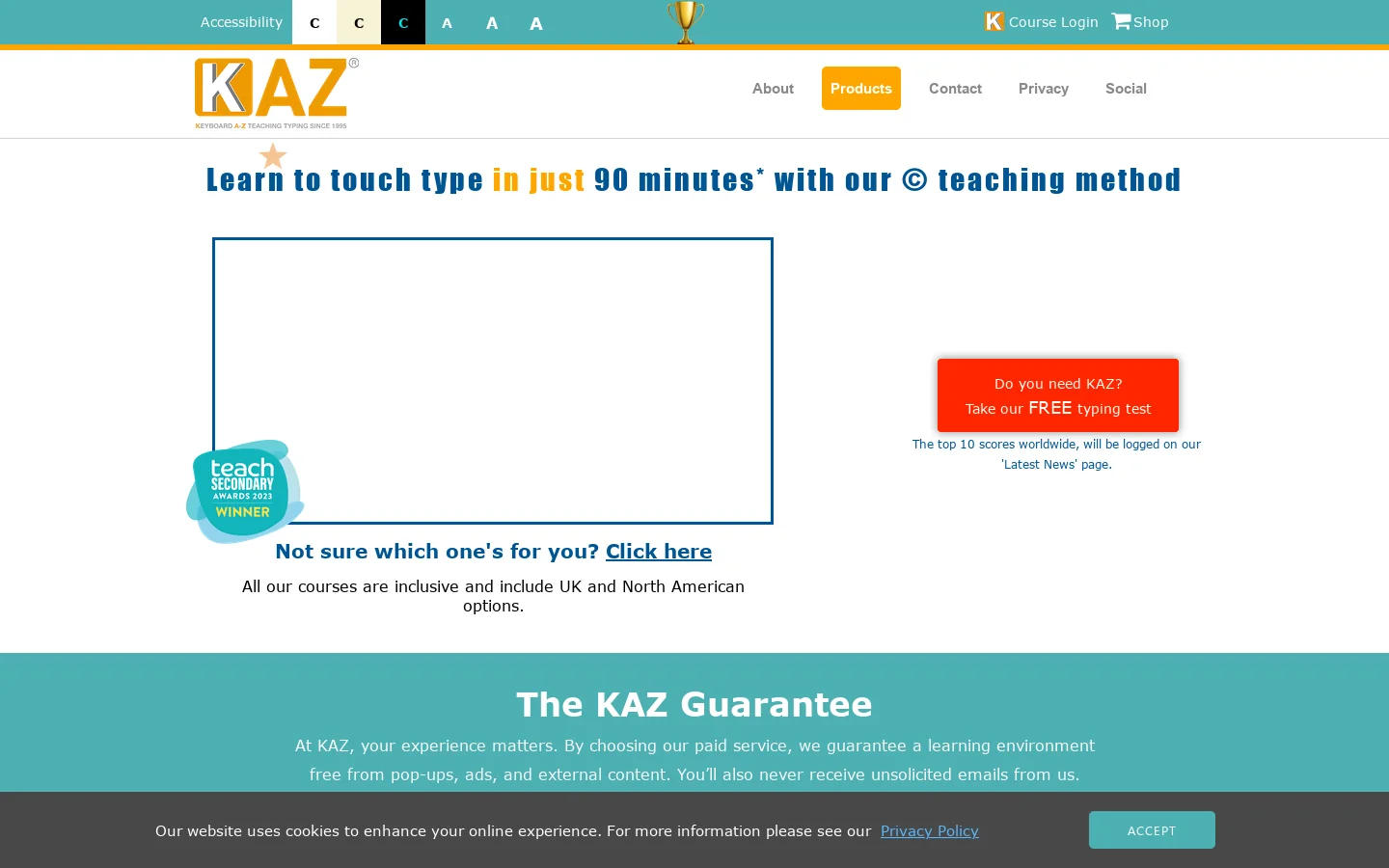 Touch Typing Software, Learn Touch Typing & Free Online Typing Practice Homepage screenshot