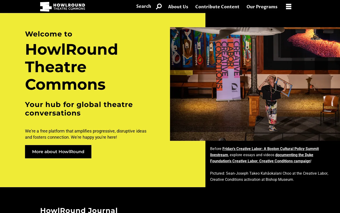 HowlRound Theatre Commons Homepage screenshot
