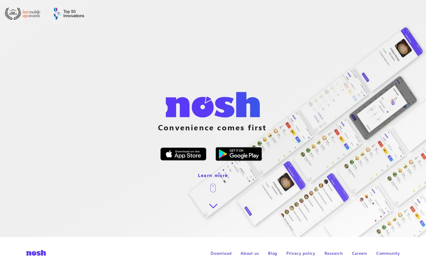nosh Homepage screenshot