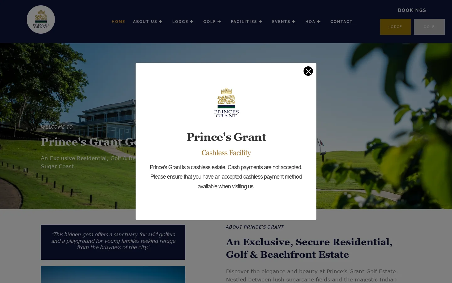 Prince's Grant Homepage screenshot