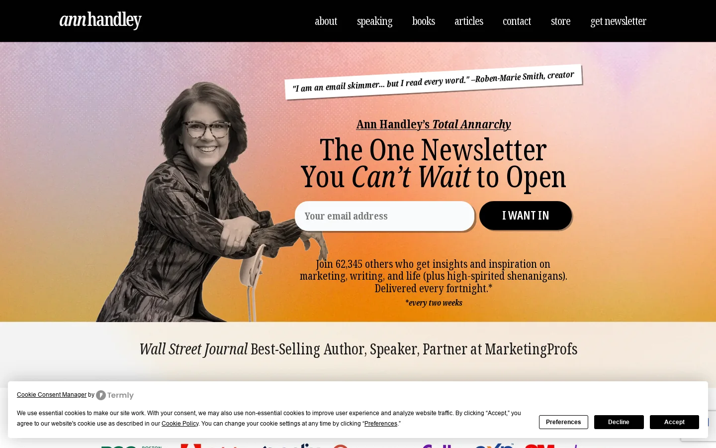 Ann Handley Homepage screenshot