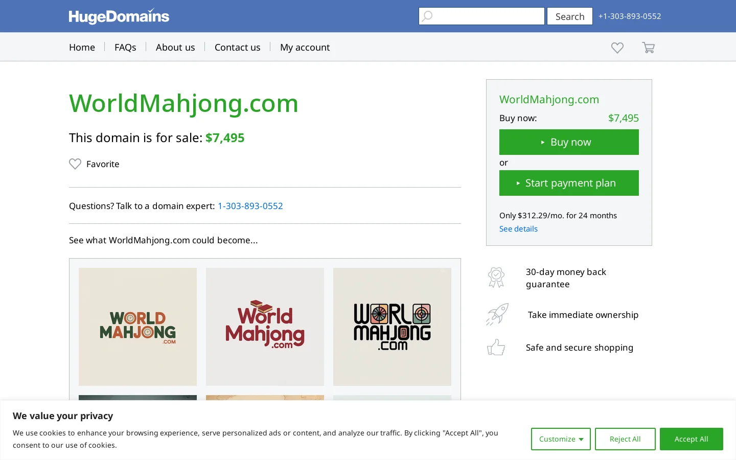 WorldMahjong.com is for sale Homepage screenshot