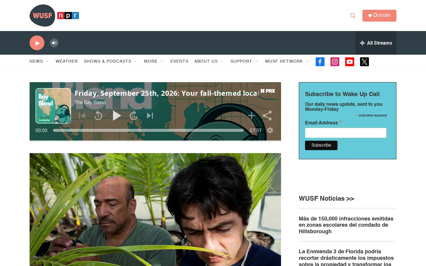 WUSF Homepage screenshot
