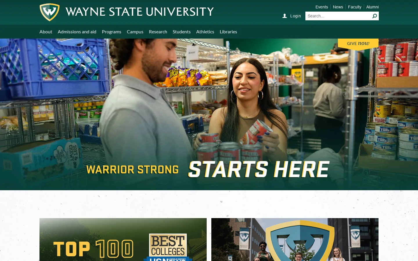 Wayne State University Homepage screenshot