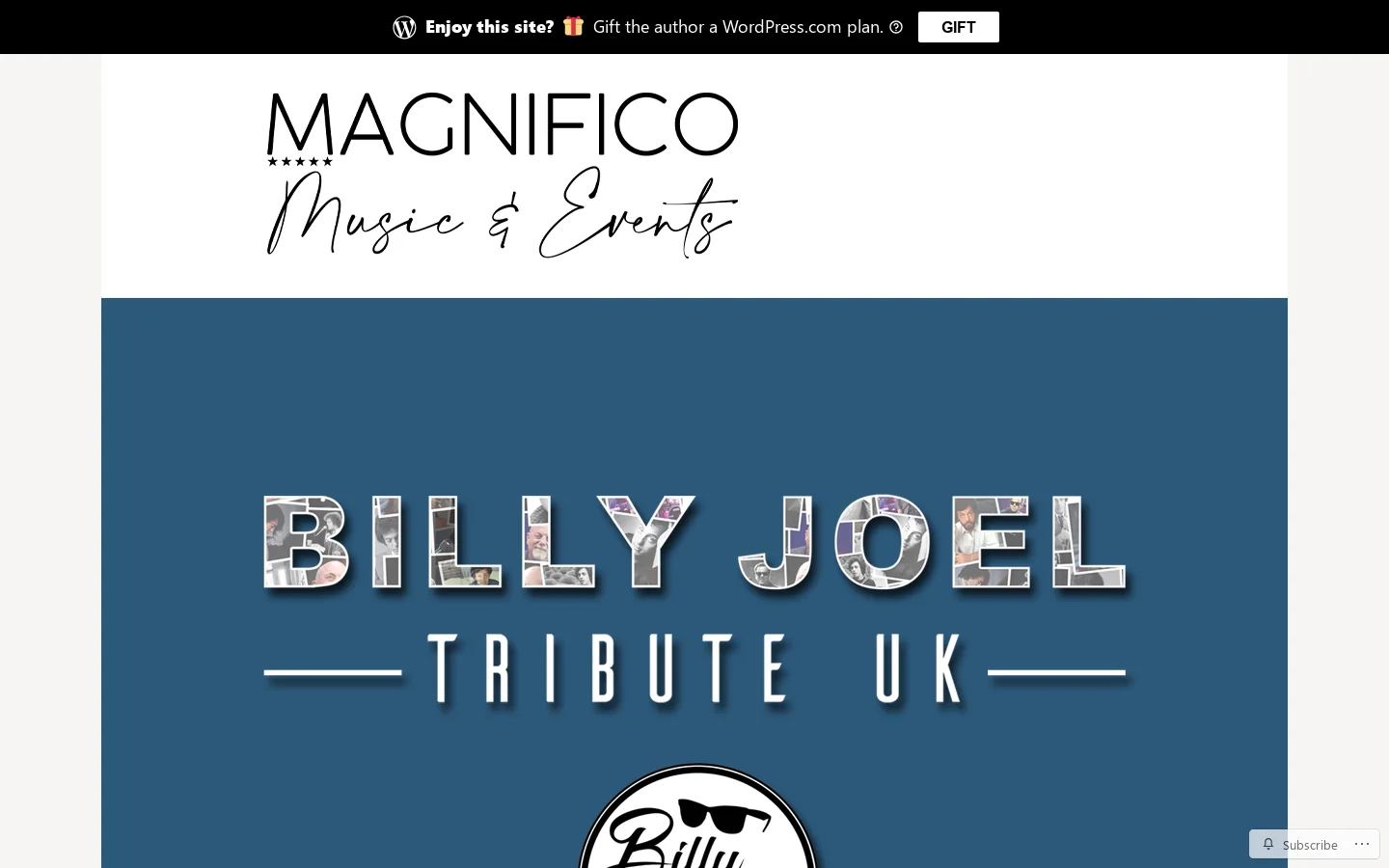Billy Joel Tribute UK Homepage screenshot