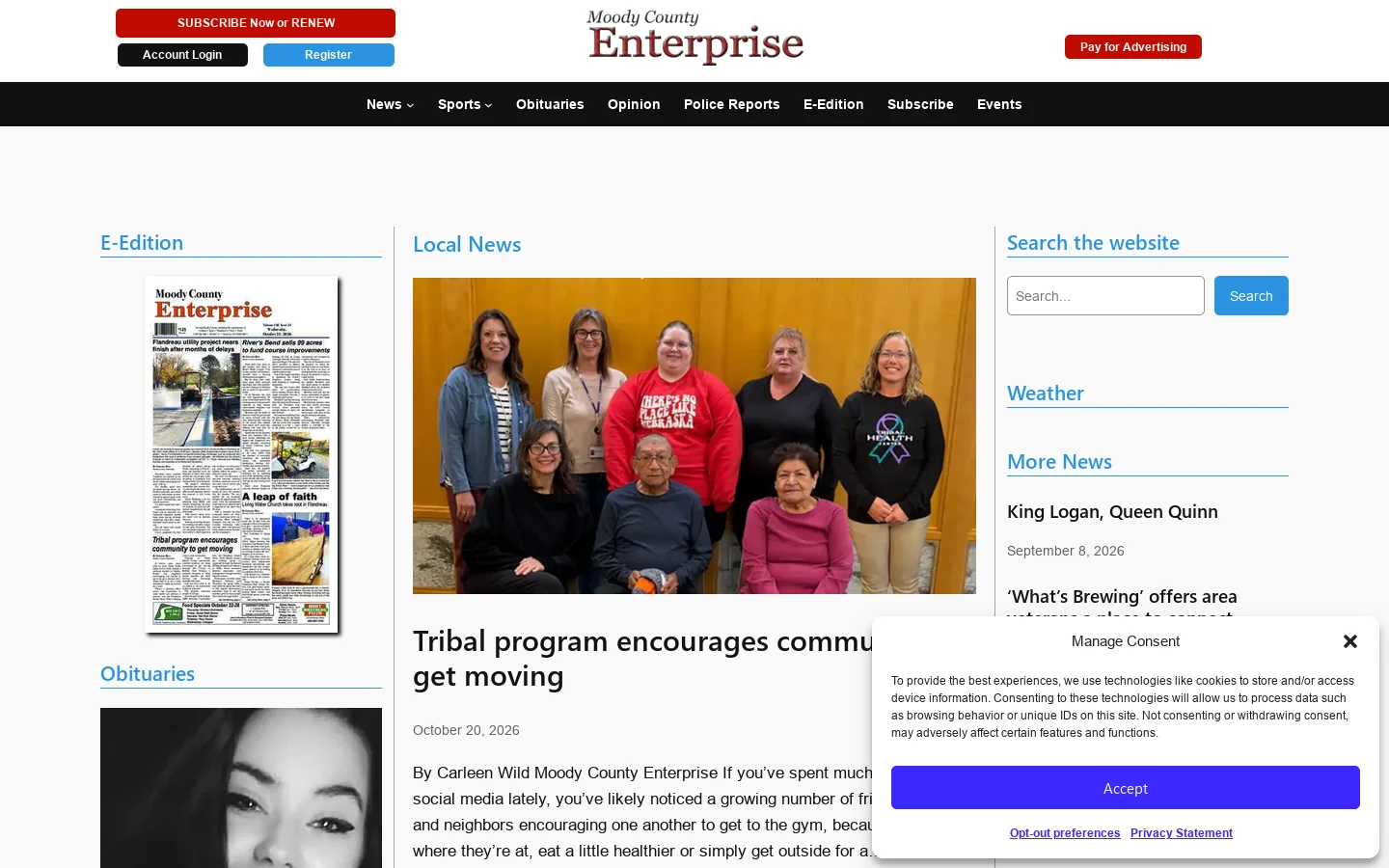 Moody County Enterprise Homepage screenshot