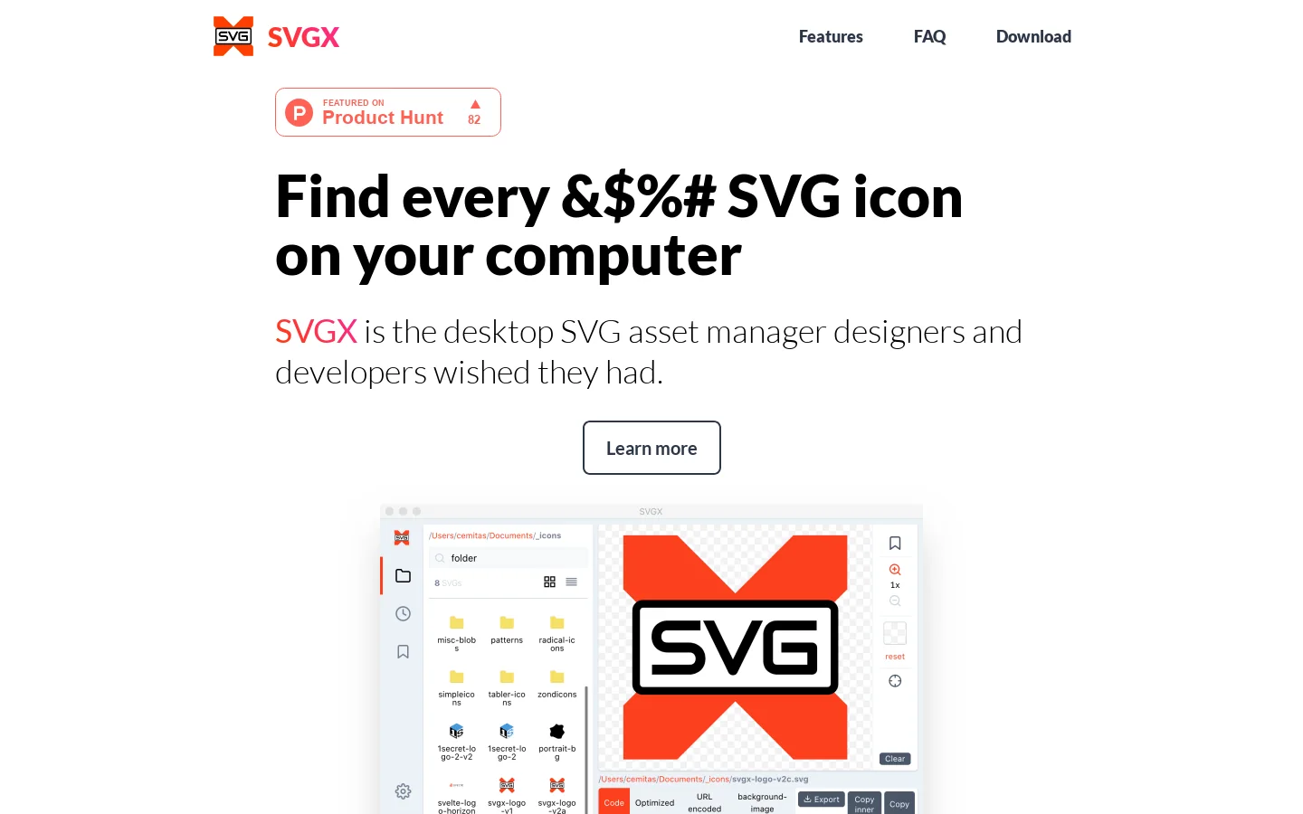 SVGX Homepage screenshot