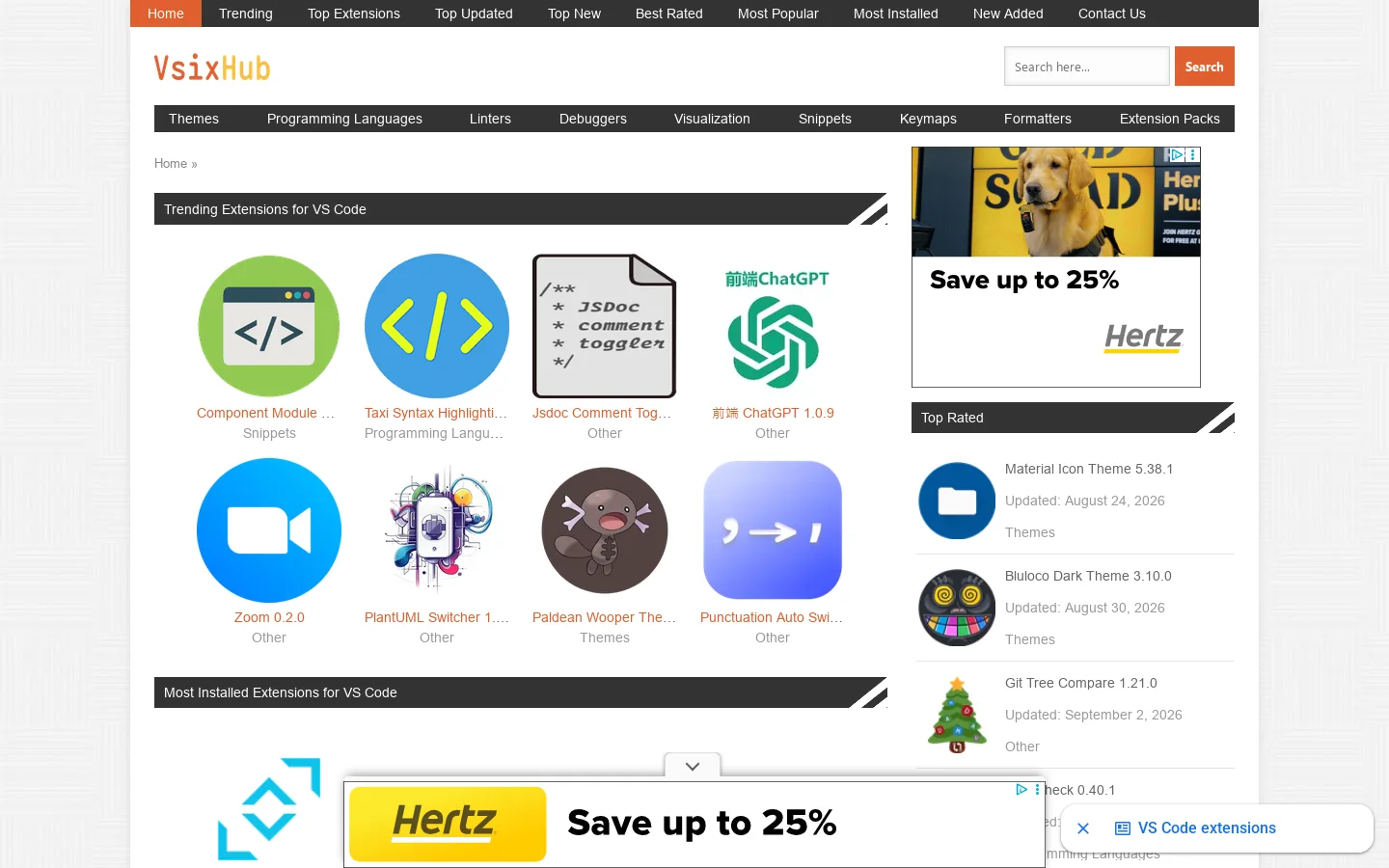 VsixHub Homepage screenshot