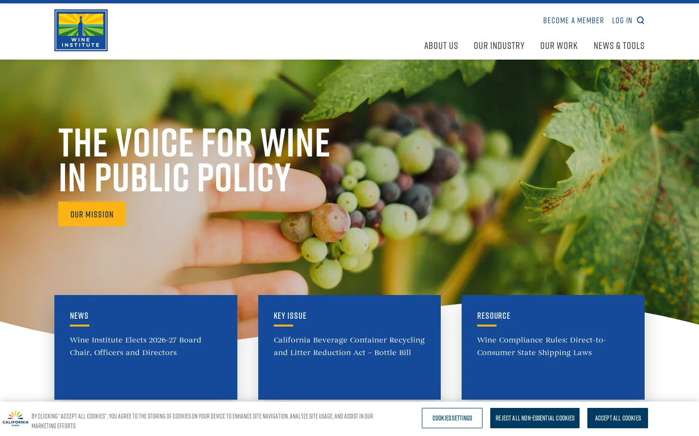Wine Institute Homepage screenshot