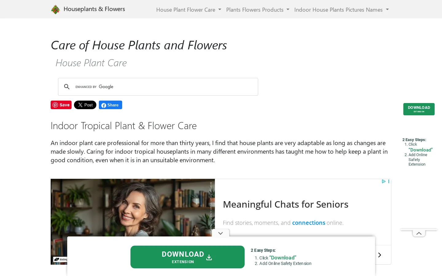 Houseplants Care | Caring for Indoor Plants and Flowers Homepage screenshot